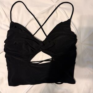Express Elegant Black Crisscross Crop Top